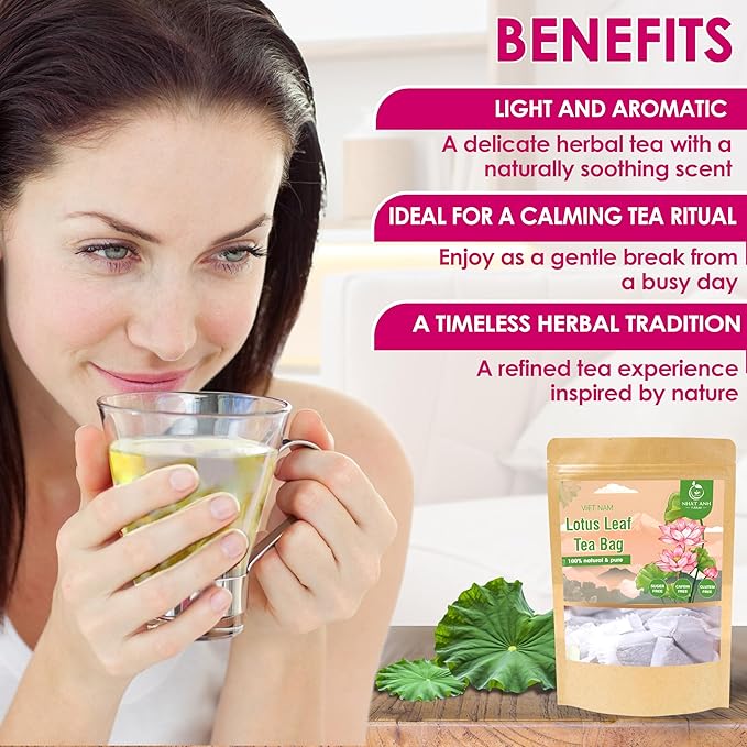 NHAT ANH FARM - Premium Lotus Leaf Tea Bags, 40 Teabags, 100% Natural, Hand-Selected Lotus Leaf Tea Bags, No Additives, Sugar-Free,Caffeine-Free. Good For Your Health.
