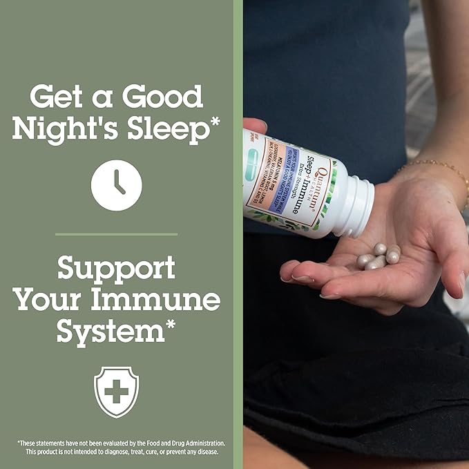 Quantum Health Sleep Immune Melatonin 5mg Support Supplement L Theanine Valerian Root + Elderberry Vitamin C & D Immunity Boost Daily Whole Body Wellness for Women & Men - 30 Capsules