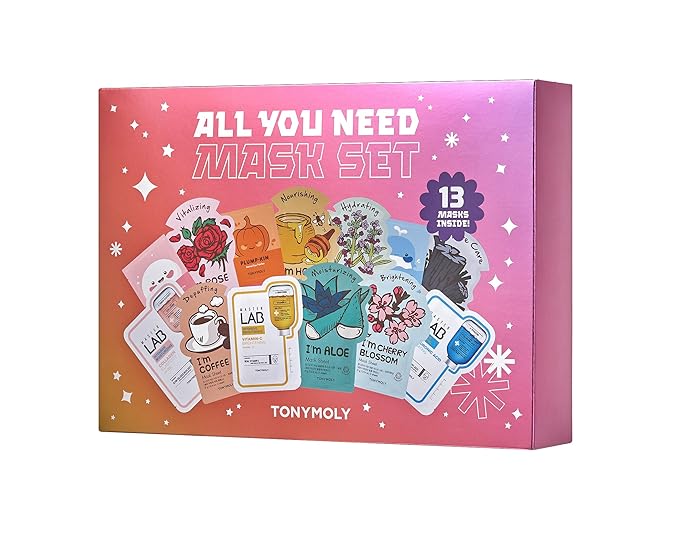 TONYMOLY All You Need Mask Set – Hydrating & Refreshing Korean Sheet Mask Variety Pack, 13 Masks for All Skin Types & Concerns, Moisturizing Facial Skincare