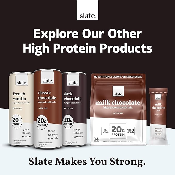 Slate Milk - High Protein Iced Coffee - Caramel Latte - 175mg Caffeine, Lactose Free Energy - 20g Protein, 1g Sugar, 100 Calories, 1g Net Carbs, No Sugar Added - Protein Coffee - 11 fl oz, 24 Cans