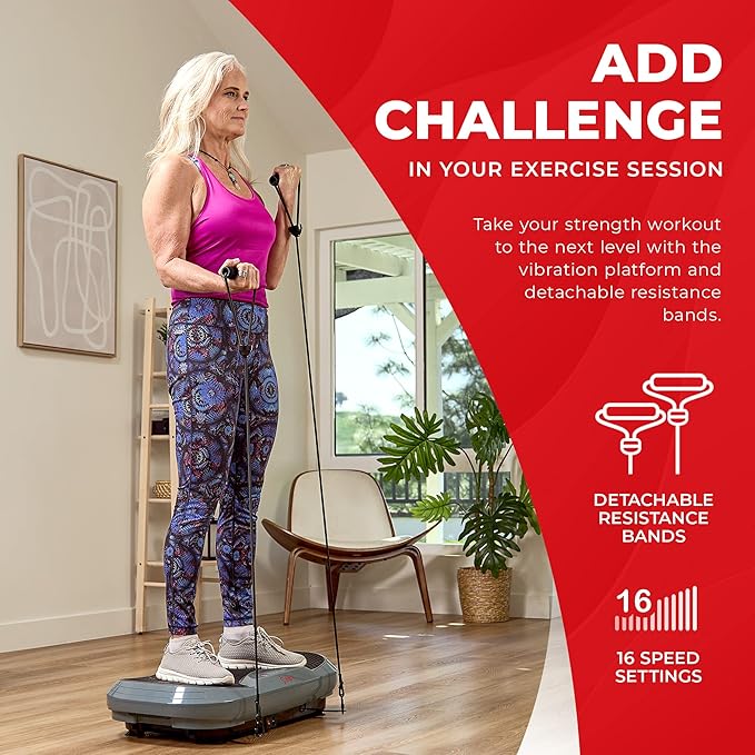Sunny Health & Fitness Fitboard Vibration Platform Exercise Machine with Multiple Speed Settings and Vibration Modes for Multipurpose Workouts