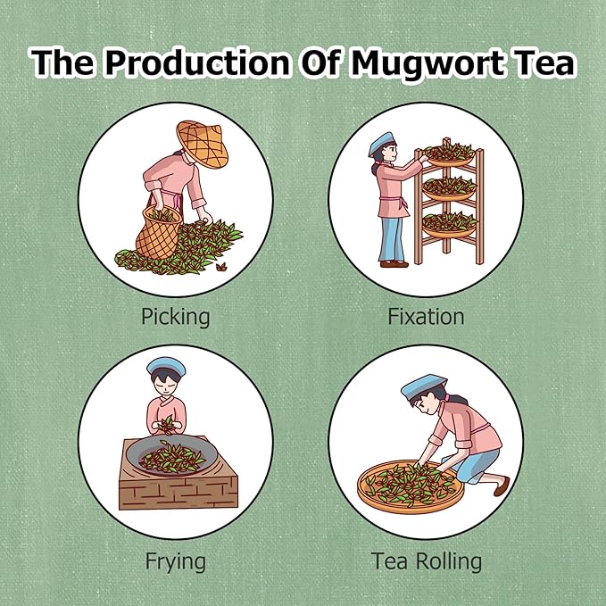 HANFANGLING Mugwort Tea, Natural Herbal Tea, Refreshing, Made from Premium Natural Mugwort Buds, Gift Tea (Loose Leaf)