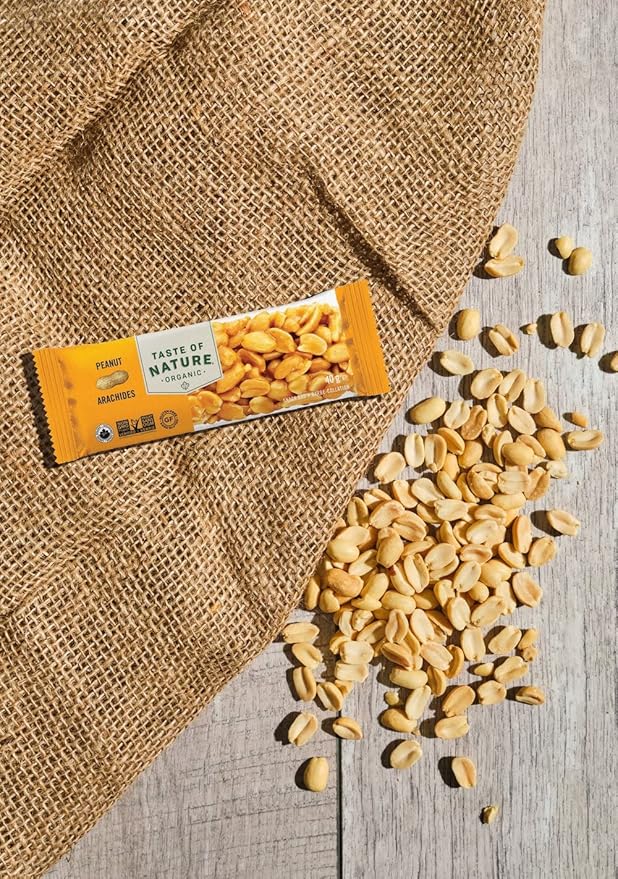 Taste of Nature Organic Peanut Snack Bar - Healthy, Gluten Free, Non GMO, Vegan Snack Bars with Mixed Nuts, Fruits and Seeds - 16-Count Snack Pack