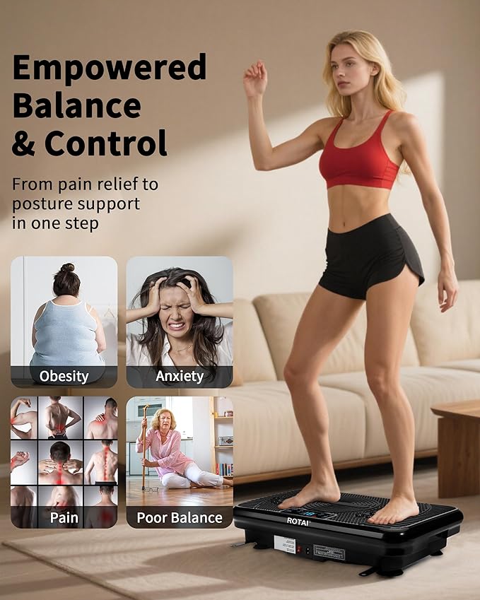 Vibration Plate Exercise Machine, Vibration Plate for Lymphatic Drainage & Weight Loss, Whole Body Vibration Plate 400 lbs Capacity, Shake Plate for Men and Women