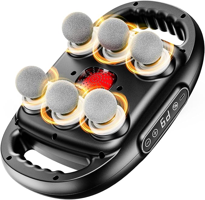 6-Head Massage Gun, Deep Tissue Back Massager with 9 Adjustable Intensities & 9 Modes, Electric Percussion Massager, Gun Tool for Back/Shoulders/Legs/Arms/Neck & Full Body Muscle Pain Relief