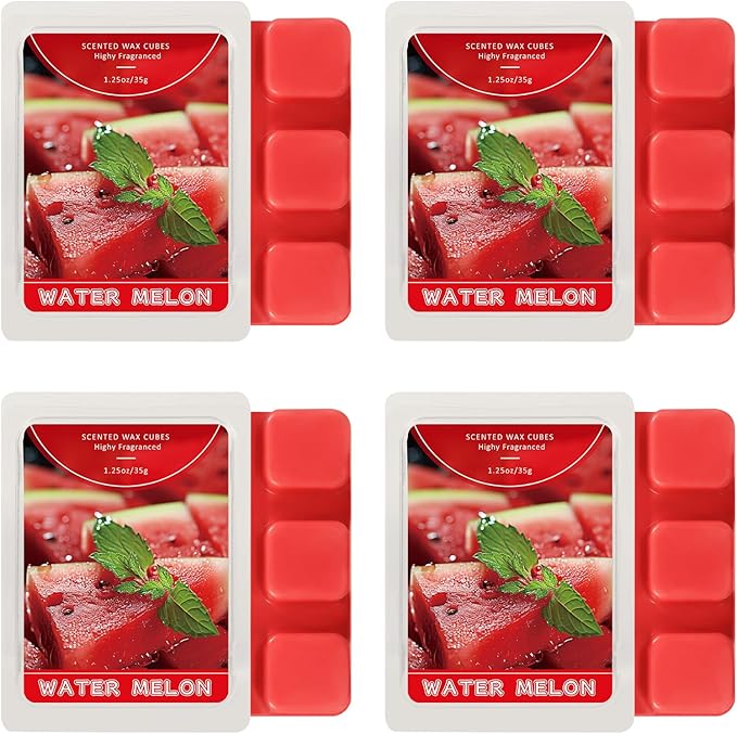 SCENTORINI Wax Melts, Watermelon Scented Wax Melts, Soy Wax Cubes 4 Pack, Long-Lasting, for Wax Warmers, Candle Making, Christmas