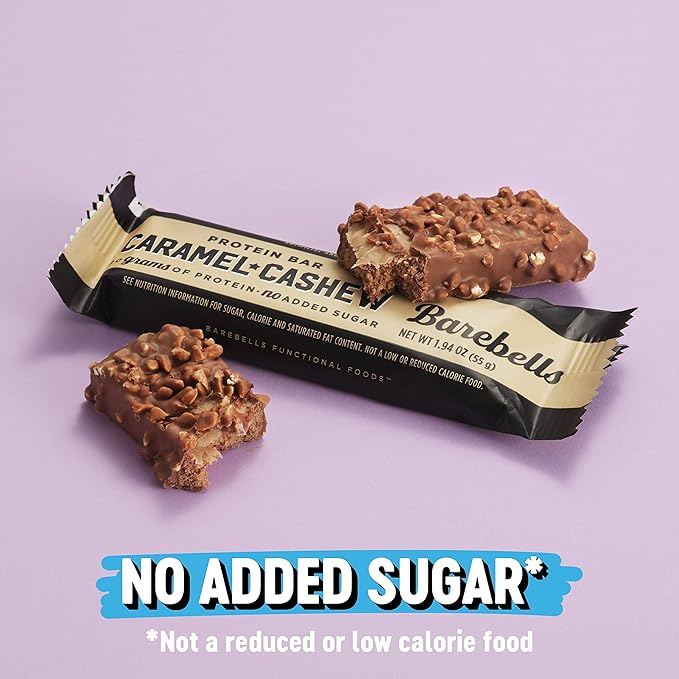 Barebells Protein Bars Caramel Cashew - 12 Count, Pack of 2 - Protein Snacks with 20g of High Protein - Chocolate Protein Bar with 1g of Total Sugars - Perfect on The Go Protein Snack & Breakfast Bars…