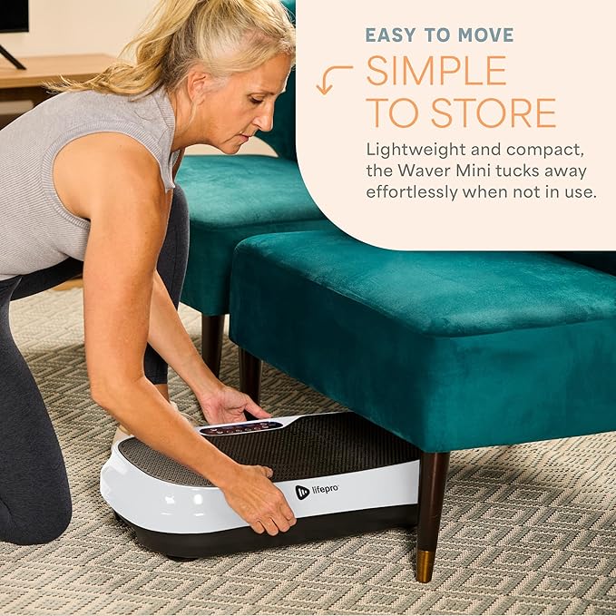 Lifepro Waver Mini Vibration Plate for Lymphatic Drainage – Whole Body Vibrating Platform Exercise Machine for Muscle Toning & Recovery with Remote & Resistance Bands, Max Load 260 lb