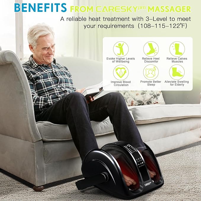 Foot Massager for Neuropathy, FSA Eligible HSA Feet Massager with Heat, 3-Heating for Circulation and Pain Relief, Deep Kneading Rolling for Calf-Feet-Arm Relaxation, Plantar Fasciitis