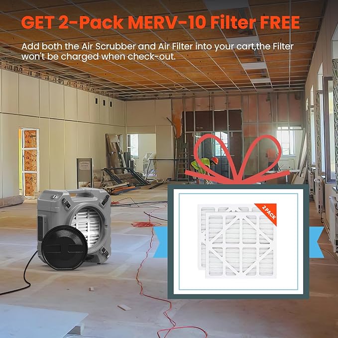 Abestorm Air Scrubbers with 4 Stage Filtration System, HEPA Air Scrubber for Industrial and Commercial Use, Stackable Negative Air Machine Cleaner with UV-C Light, 550 CFM, S2