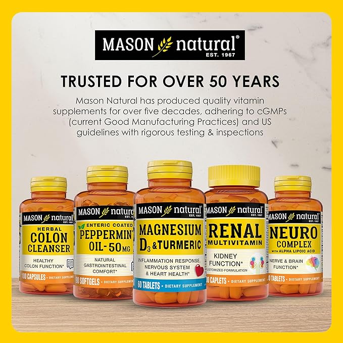 MASON NATURAL Alpha Lipoic Acid 600mg per Serving, Gluten Free ALA Supplement, 30 Capsules
