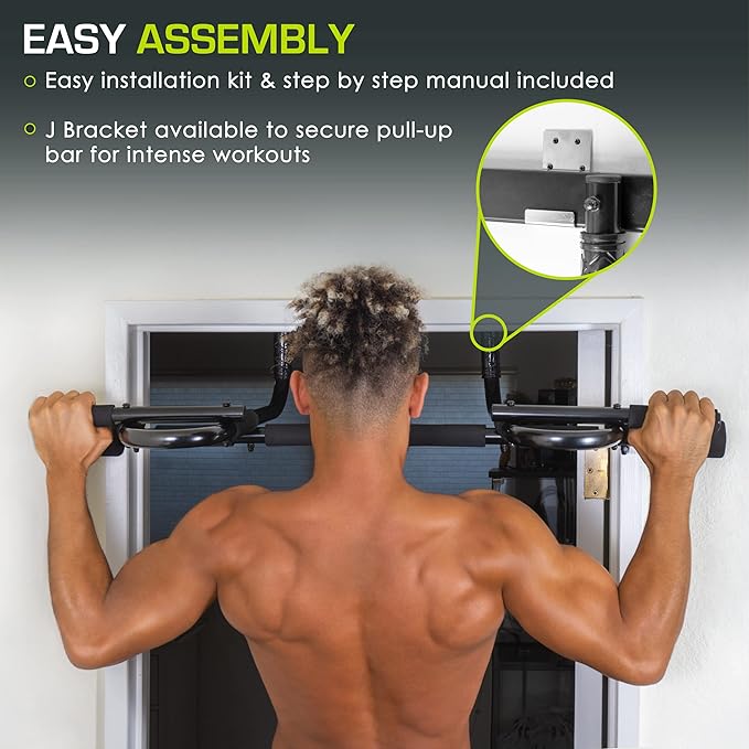ProsourceFit Multi-Grip Lite Pull Up/Chin Up Bar, Heavy Duty Doorway Upper Body Workout Bar for Home Gyms 24”-32”