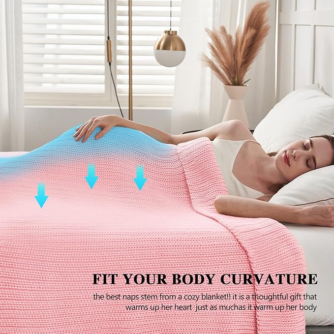 L'AGRATY Knitted Weighted Blanket - 48"x72" 20lbs Cooling Chunky Knit Heavy Blanket for Adults Braided Crochet Throw Thick Cable Yarn Knit Decorative No Beads Evenly Weighted Machine Washable