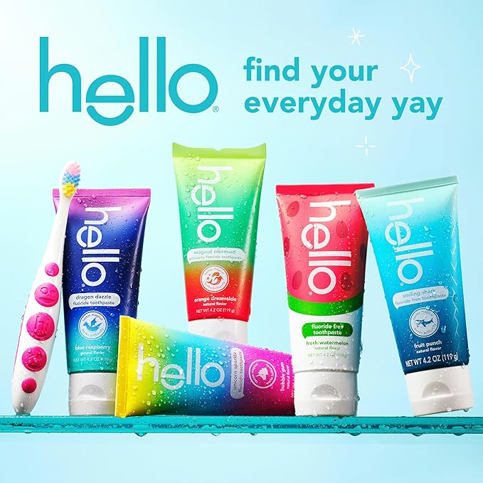 hello Kids Fluoride Toothpaste Variety Pack, Includes a Strawberry, Unicorn Bubble Gum, and Blue Raspberry Toothpaste, Safe for Ages 2 and Up, 3 Pack, 4.2 Oz Each