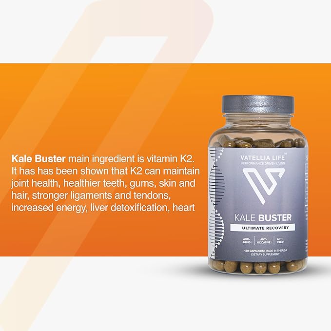 Vatellia Life New from Kale Buster | Ultimate Joint Support | Increased Energy | Decreased Brain Fog | Loaded with Vitamin K2 | Better Than Kale | Dave Aspreyโs Favorite |120 Capsules (60Day Supply)