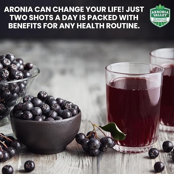 Akronia Valley 100% Aronia Berry Juice | 16 Fl Oz (Pack of 6) One Month Supply | Gluten Free Superfood Juice Drink