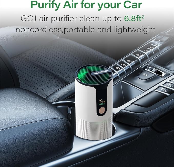 GCJ Small Room Air Purifier 3 speed,Personal Air Purifier for Desk with Power and Negative Ion Display Improve New Car Smell,Purificador Quiet for Classroom,3Color,Suit Offices,Pet Area and Closet