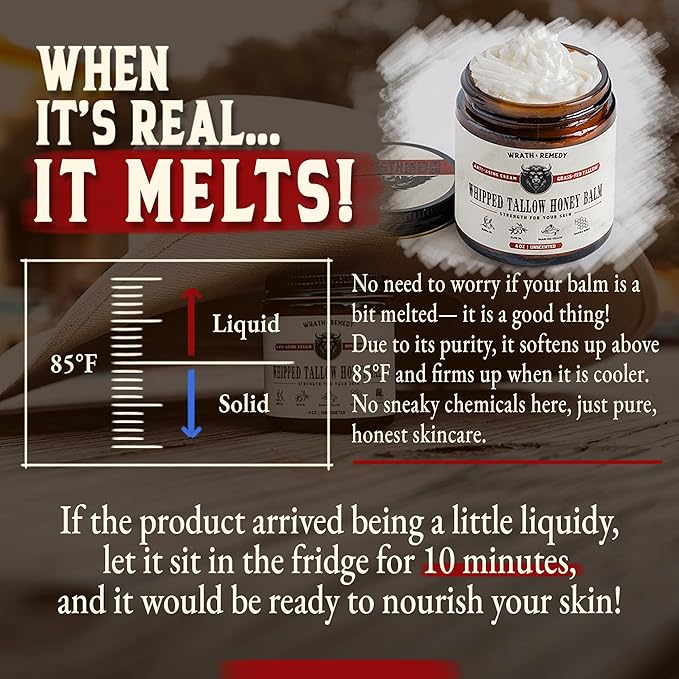 Organic Beef Tallow for Skin - 4 OZ (Vanilla) โ Grass Fed Beef Tallow for face + Body โ US-Made Whipped Tallow and Honey Balm Moisturizer for Dry and Sensitive Skin, Eczema, Rosacea (No Additives)