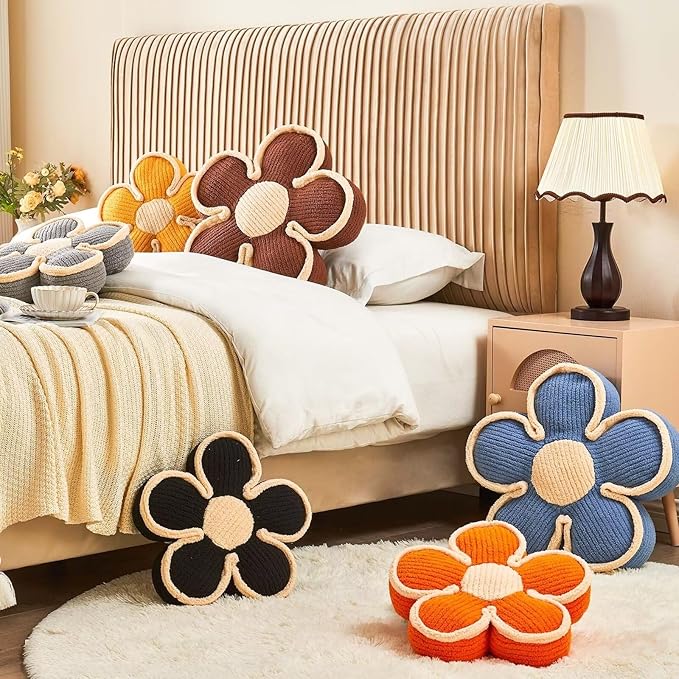 Soft Shaped Floor Cushion, Decorative Throw Pillow, Seating Cushion, Room Decor Plush Pillows for Sofa Couch Bed (17.7 Inch, Brown)