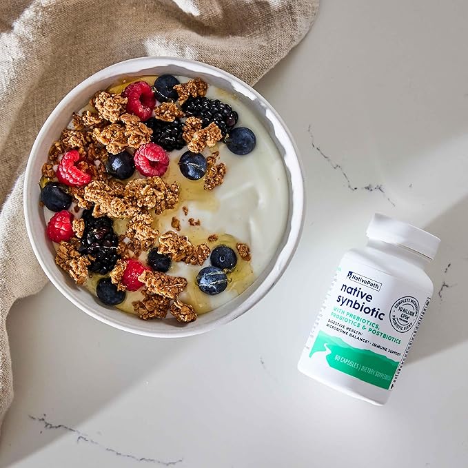 NativePath Complete Synbiotic - Pre, Pro & Postbiotic 3-in-1 for Gut Health & Digestive Support - 10 Billion CFU, 30 Servings