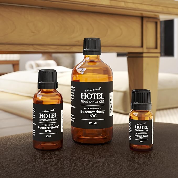 AirScent Hotel Diffuser Oil No. 1023 Inspired by The Baccarat Hotel Scent - Love Affair Fragrance Oil for Ultrasonic and Waterless Diffusers and Crafting - 120 mL, 4 fl oz Glass Bottle with Dropper