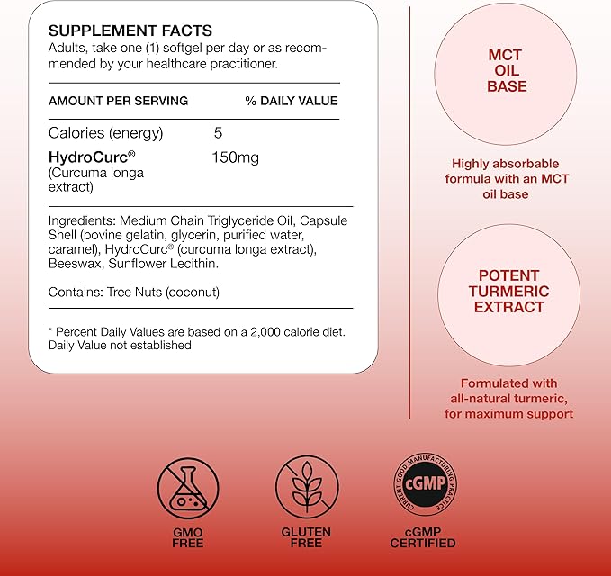 Omax3 HydroCurc Turmeric Curcumin Softgels, Highly Bioavailable, Nanoparticle Potency & Absorption (60 Softgels)