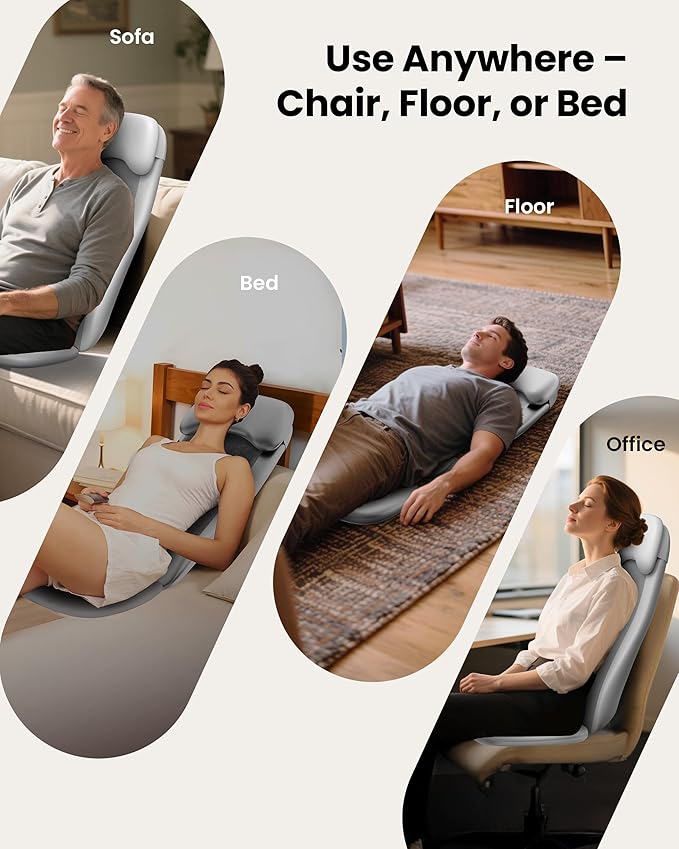 COMFIER Shiatsu Back Massager with Heat, Deep Tissue Kneading Chair Massager with Vibration, 2D/3D Shiatu Massage Seat Cushion, Full Back Massage Chair Pad, Gifts for Him Her