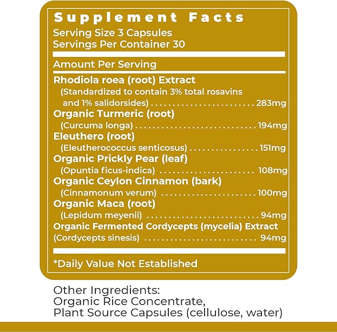 Premier Research Labs Adaptogen-R3 Supplement - Rhodiola Rosea Supplement with Maca Root, Adaptogen Complex for Stress, Heart & Metabolic Health - 90 Vegetarian Capsules