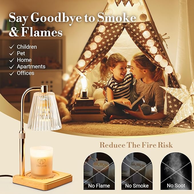 Marycele Candle Warmer Lamp with Timer Dimmer, Christmas Birthday Gifts for Mom Women Sister Her, House Warming Gifts, Thanksgiving Decorations for Office Room Home Decor, Clear Adjustable Wax Warmer