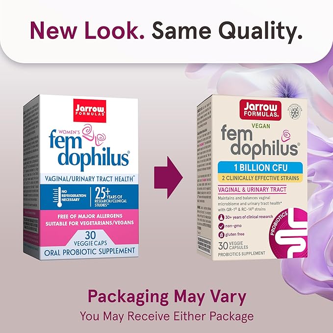 Jarrow Formulas Fem-Dophilus - 1 Billion Organisms Per Serving - 30 Veggie Capsules - Women’s Probiotic - Urinary Tract Health - Up to 30 Servings