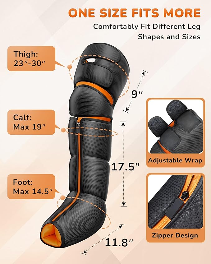 Leg Massager with Heat and Compression : Sequential Compression Boots with 6 Modes, 9 Intensity and 3 Heat – Leg Massager for Circulation and Pain Relief - Gifts for Mom,Dad,Seniors,Him,Her