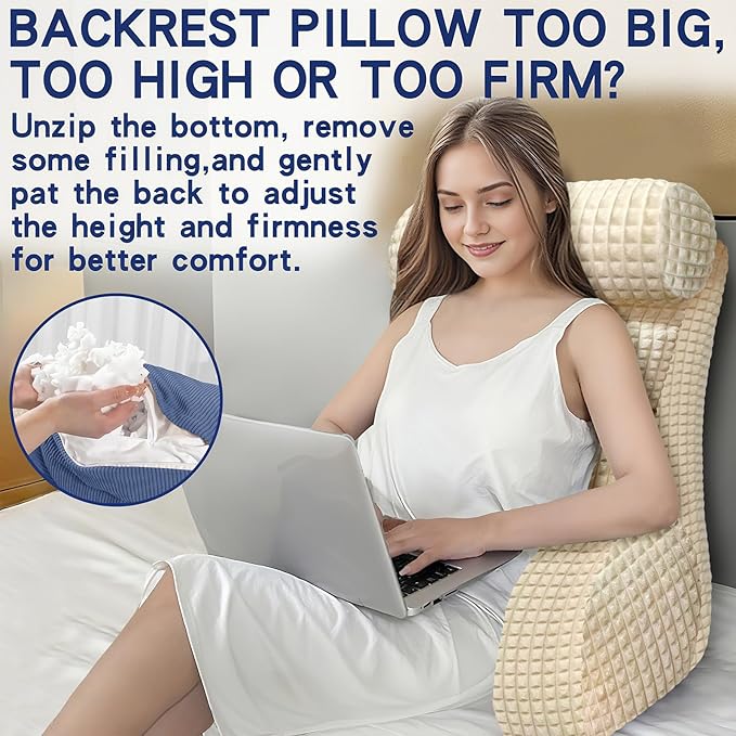 Back Pillow for Bed Sitting Up, Reading Pillow, Extra Large Arm Pillows for Adults for Back Support,Bed Pillow for Sitting up for Watching TV/Gaming/Relaxing