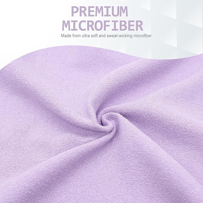 Eunzel Hot Yoga Towel - Microfiber Non Slip Yoga Mat Towel with Grip Dot Sweat Absorbent Towel for Hot Yoga, Pilates and Fitness 72" x 24", Taro Purple/White
