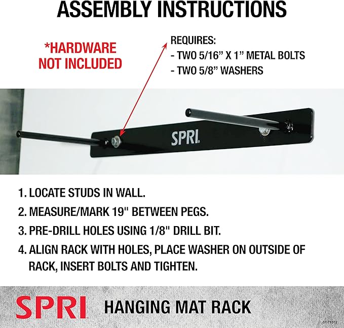 SPRI Hanging Exercise Mat, Fitness & Yoga Mat for Group Fitness Classes, Commercial Grade Quality with Reinforced Holes