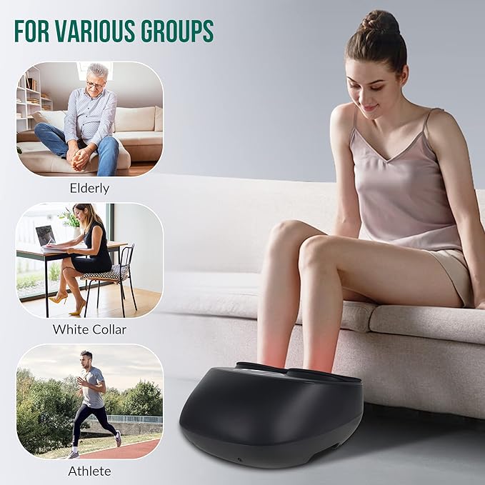 Snailax Shiatsu Foot Massager with Heat, Kneading, Compression, Vibration, Feet Massage Machine for Plantar Fasciitis, Neuropathy, Foot Warmer, Gifts for Women Men,Size 13