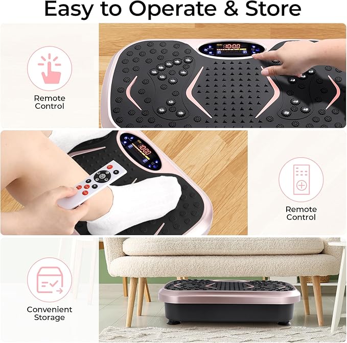 Arlopu 3D Vibration Plate Exercise Machine for Weight Loss & Lymphatic Drainage, Full Body Workout Shake Board Vibration Platform with Loop Bands & Remote, Home Gym Equipment for Toning/Recovery