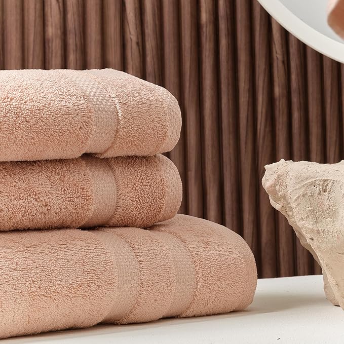 SOFE H&L | Olea Luxury Cotton Turkish Bath Towels Set of 4 Blush | Premium, Soft, Durable, Absorbent | Hotel Quality Plush Towels and Thick Towel Sets