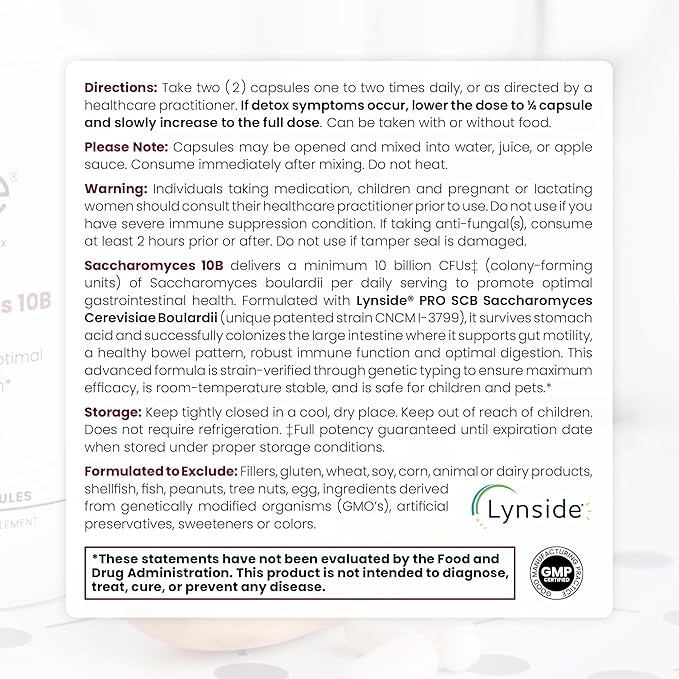 Saccharomyces Boulardii Probiotics 10 Billion CFU Made in USA | No Fillers Patented Strain: Lynside CNCM I-3799 Probiotics for Men and Women | Pure TheraPro Rx, Pharma Grade 120 Count