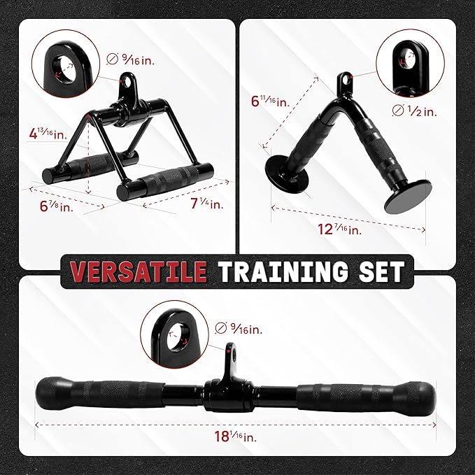 Yes4All Cable Machine Attachment, Double D Hanlde & Tricep Rope Cable Attachment, Weight Machine Accessories Load 880 LB for Home Gym