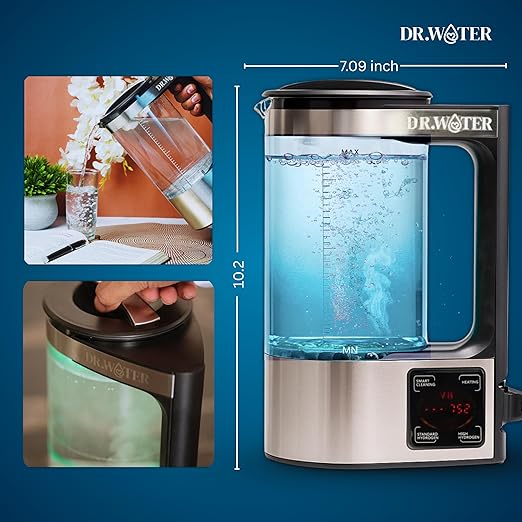 HydroPitcher | 68 Oz Hydrogen Water Pitcher - BPA Free Rich Hydrogen Water Generator - Electrolysis Jug with SPE/PEM Technology Hydrogen Water Machine | Chlorine Free Large Hydrogen Water Bottle
