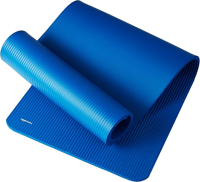 Amazon Basics 1/2 Inch Extra Thick Exercise Yoga Mat with Carrying Strap, Cushioned Support, for Fitness and Gym Workouts