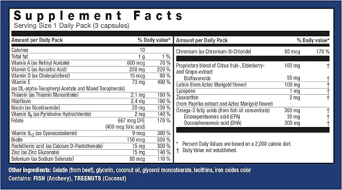 Orthomol Vision, 30-Day Supply, Comprehensive Eye Health Supplement with Micronutrients to Support Vision & Eye Wellness