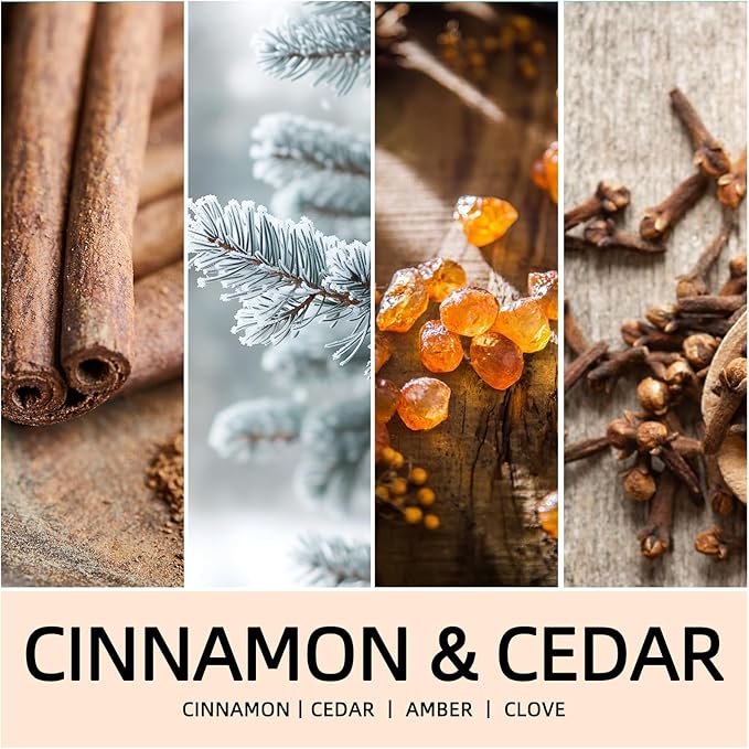 Fall Candles, Cinnamon & Cedar Scented Soy Candles, Autumn/Holiday/Halloween/Birthday/Christmas Gifts for Women & Men, 50-Hours Burning Time (7Oz)