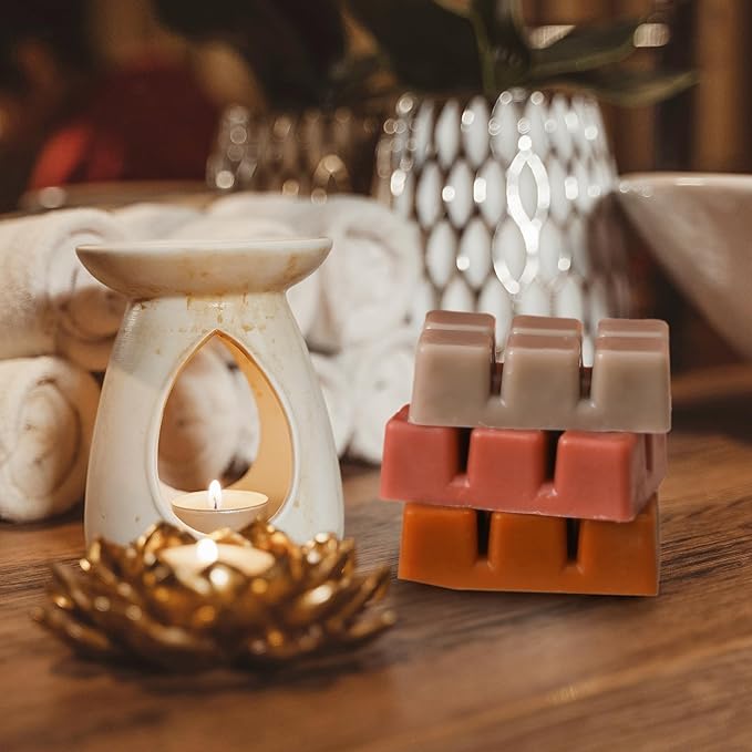 Fall Scented Wax Melts, Soy Wax Cubes for Wax Warmer, Autumn Strong Scent - Apple Pie/Mulled Cider/Pumpkin Spice/Maple/Spiced Pumpkin Latter/Cinnamon Pecan, 6 x 2.5 oz