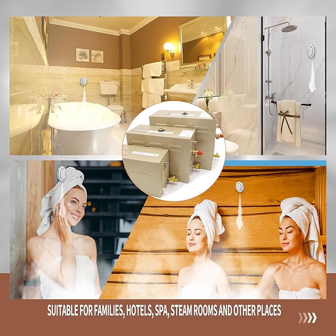 Steam shower generator,15kw Household-Commercial,Steam shower generator kit,with self-draining system,Temperature adjustable 95-131°F,Applicable space 420~560ft3