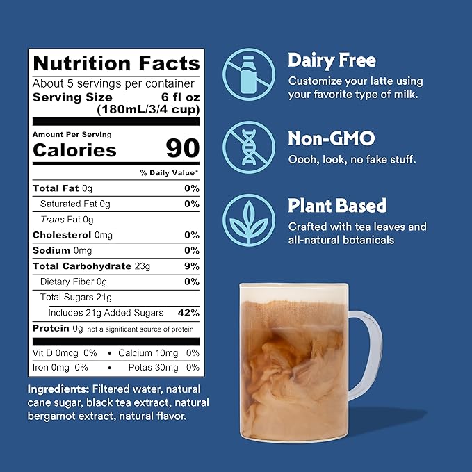 STASH Earl's Delight Latte - Dairy Free Plant Based Black Tea Concentrate - Caffeinated - 32 fl oz, 5 Servings (Pack of 6)