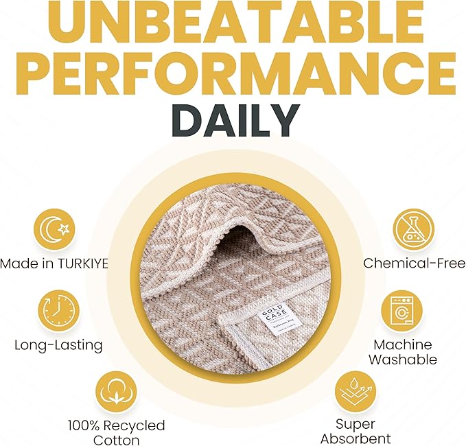 GOLD CASE HOME COLLECTION Bathroom Rugs 100% Cotton (Set of 2) Absorbent Turkish Bath Mat Sets Washable Rug for Floor & Tub NonSlip Bath Mats for Bathroom Quick Dry Mat 16x24 and 20x32 Beige