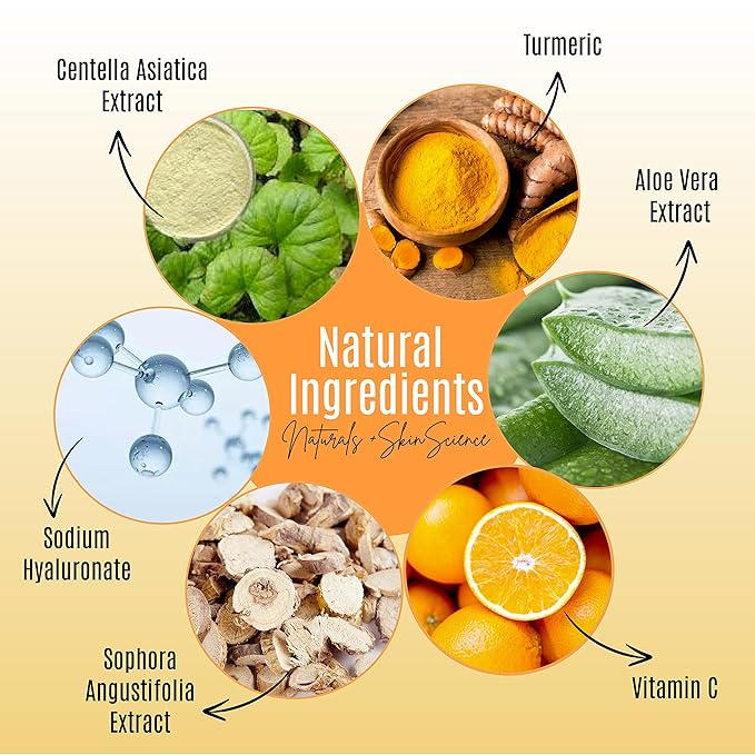 Turmeric Serum for Face + Glow-Boosting Vitamin C Serum - Organic Moisturizer for Dark Spots & Clear Wrinkles - Boosts Hydration for Dry & Tired Skin - Anti-Aging Formula for Glowing Skin - 8 FL OZ