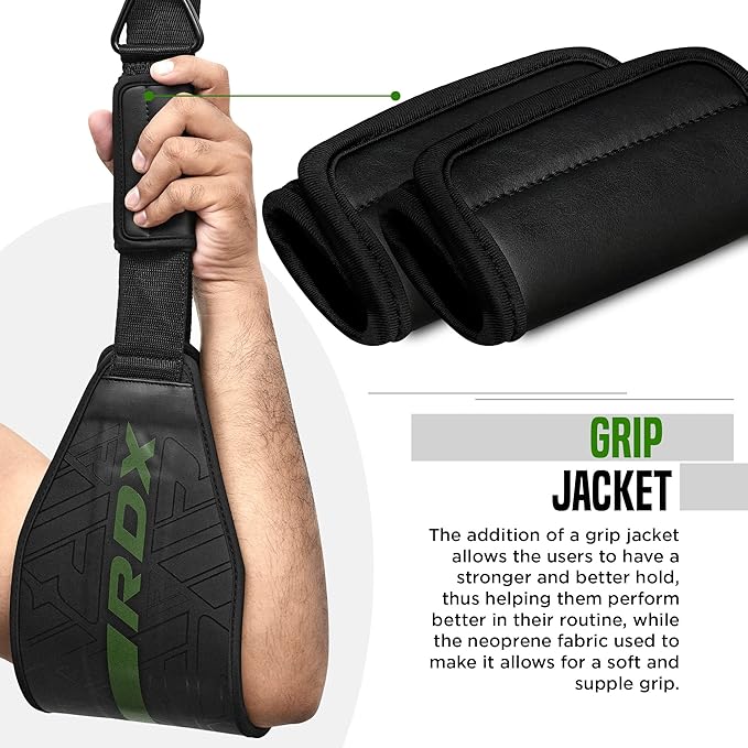 RDX AB Straps for Pull Up Bar Hanging (Pair), Maya Hide Leather, Abdominal Muscle Building Padded Arm Support Slings with D-Ring Strap, Leg Raise Exercise Fitness Workout Strength Training, Men Women