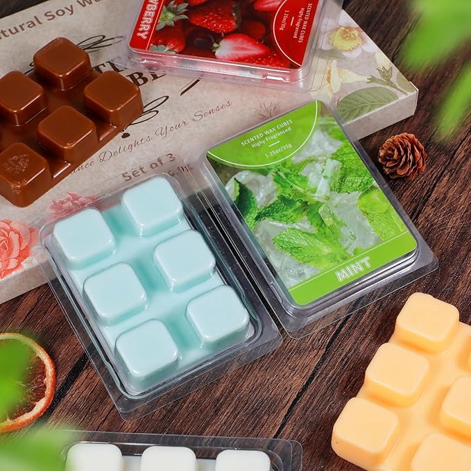STRN Wax Melts Soy Wax Cubes 4 Pack Mint Scented, Long-Lasting Fragrance Scented Wax Cubes for Warmers Natural Soy Wax Cubes Candle Wax Melts (4 x 1.25oz)